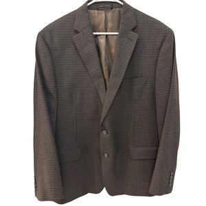 Vintage Ralph Lauren‎ Mens Brown Blue Plaid Black LabelTwo Button Blazer 46R
